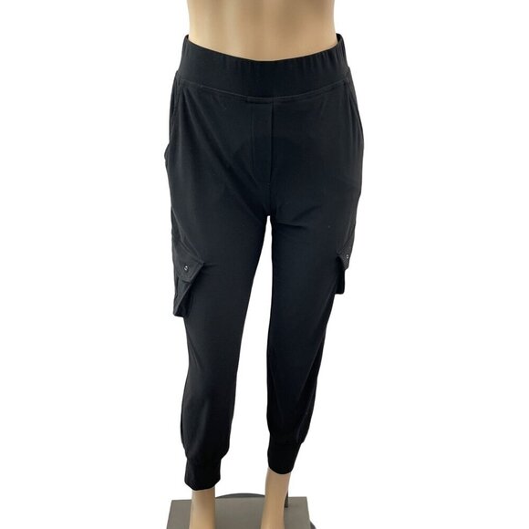 Joseph Ribkoff Black Cargo Pull-On Stretch Jogger Pants Women Size 8 - Picture 1 of 11